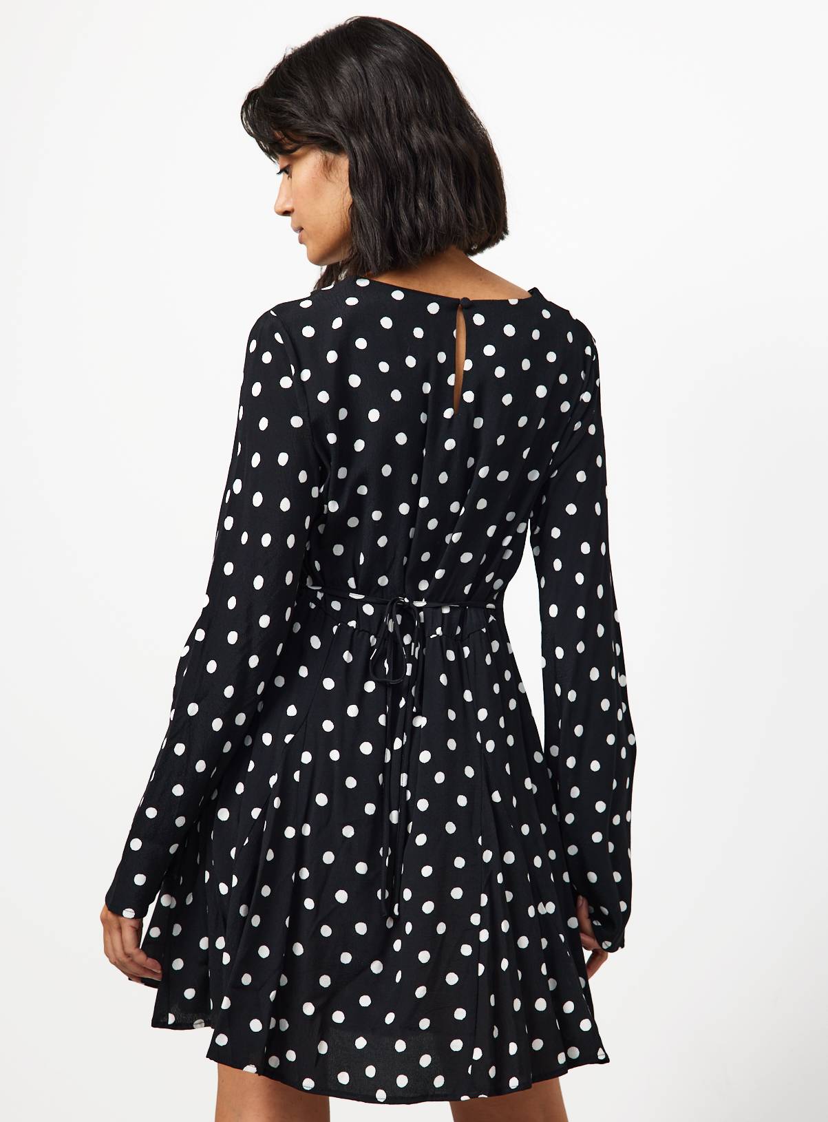 Mono Polka Dot Tie Waist Mini Dress 22 - Image 4